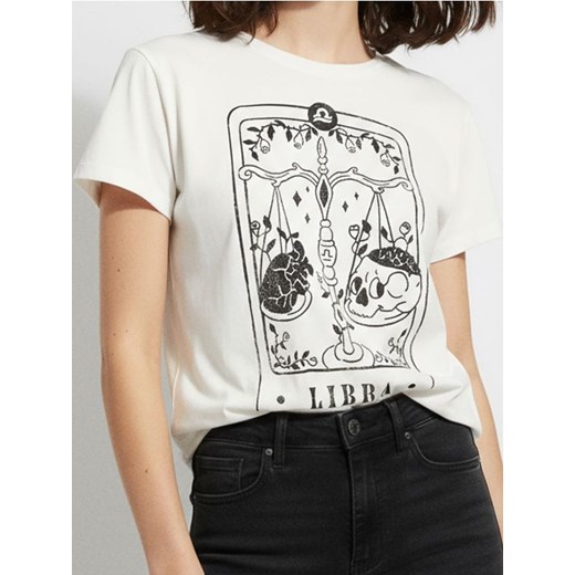 Sinsay - Bawełniana koszulka z nadrukiem - biały ze sklepu Sinsay w kategorii Bluzki damskie - zdjęcie 187528514
