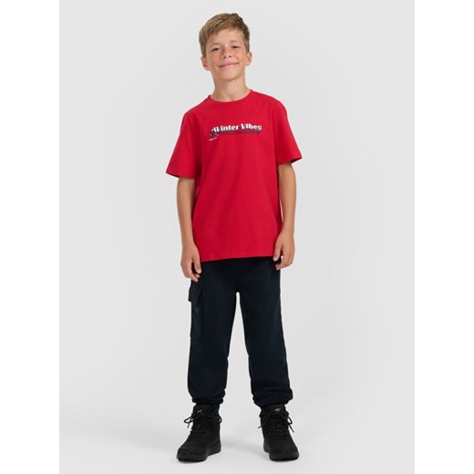 Chłopięce spodnie dresowe joggery 4F 4FJRAW25TTROM1841 - granatowe ze sklepu Sportstylestory.com w kategorii Spodnie chłopięce - zdjęcie 187528643