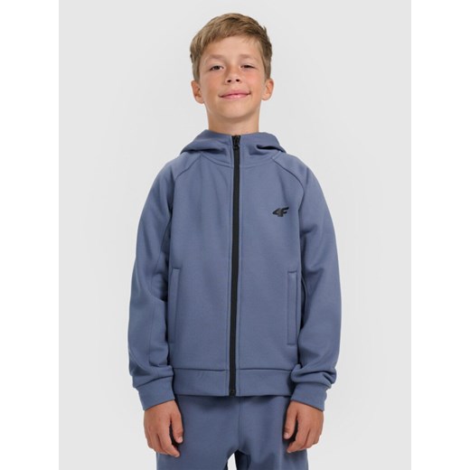 Chłopięca bluza dresowa rozpinana z kapturem 4F 4FJRAW25TSWSM2415 - granatowa ze sklepu Sportstylestory.com w kategorii Bluzy chłopięce - zdjęcie 187528744