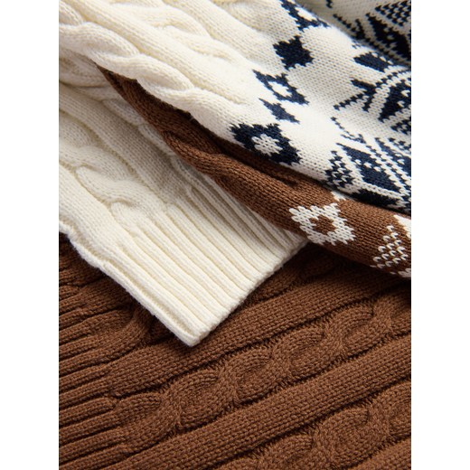 Reserved - Sweter z warkoczowym splotem - brązowy ze sklepu Reserved w kategorii Swetry męskie - zdjęcie 187529682