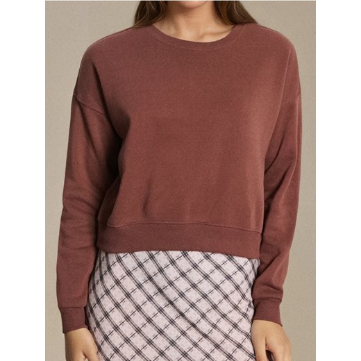 Sinsay - Bluza crewneck regular basic - brązowy ze sklepu Sinsay w kategorii Bluzy damskie - zdjęcie 187530203