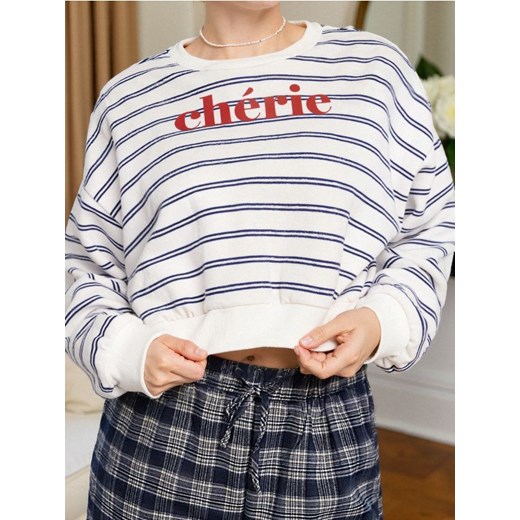 Sinsay - Bluza w paski z napisem - wielobarwny ze sklepu Sinsay w kategorii Bluzy damskie - zdjęcie 187530242
