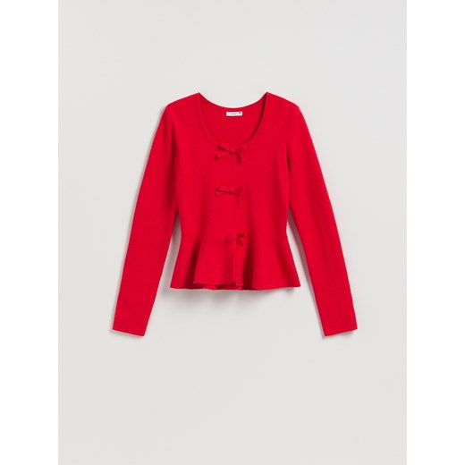 Reserved - Sweter z kokardkami - czerwony ze sklepu Reserved w kategorii Swetry damskie - zdjęcie 187531063