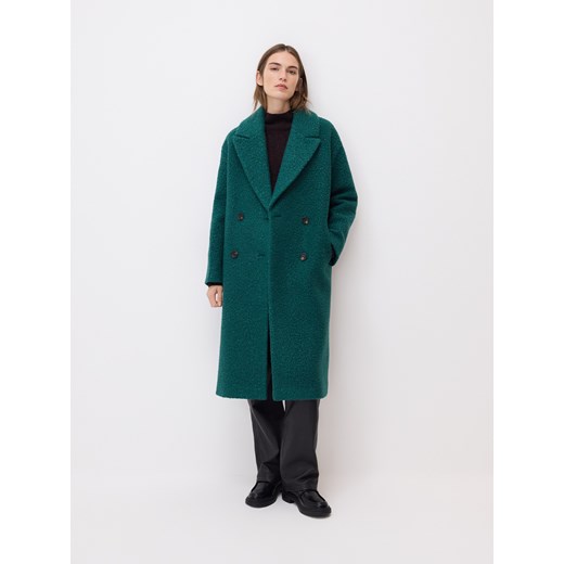 Reserved - Dwurzędowy płaszcz oversize - morski ze sklepu Reserved w kategorii Płaszcze damskie - zdjęcie 187531122