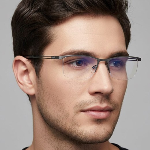 Żyłkowe męskie okulary do komputera TV smartfona BLUE LIGHT zerówki grafitowe 2596C ze sklepu Stylion w kategorii Okulary przeciwsłoneczne damskie - zdjęcie 187531751