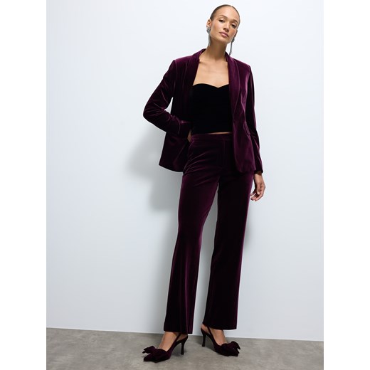 Mohito - Welurowe spodnie - ciemny fiolet ze sklepu Mohito w kategorii Spodnie damskie - zdjęcie 187531914