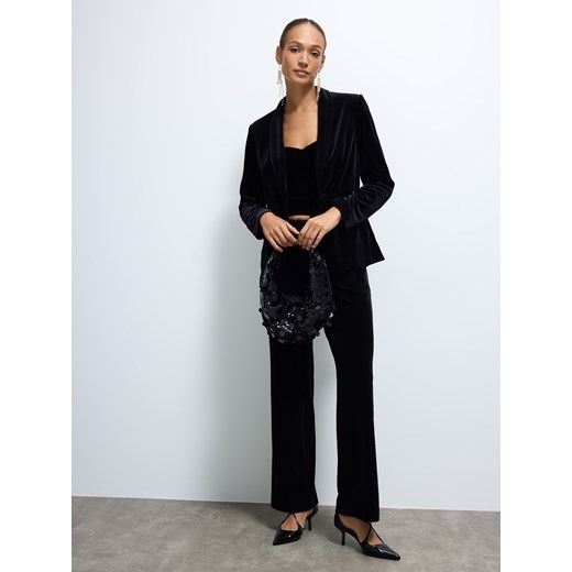 Mohito - Welurowe czarne spodnie - czarny ze sklepu Mohito w kategorii Spodnie damskie - zdjęcie 187531920