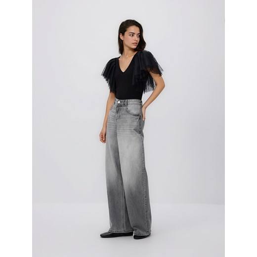 Reserved - Body z ozdobnymi rękawami - czarny ze sklepu Reserved w kategorii Body damskie - zdjęcie 187532580