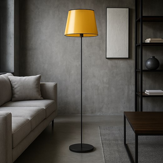 Czarna lampa stojąca ze złotym abażurem do salonu VASTO MIRROR ze sklepu Lysne w kategorii Lampy podłogowe - zdjęcie 187532924