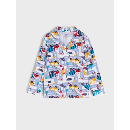 Sinsay - Piżama dwuczęściowa zapinana na guziki w pojazdy - kremowy Sinsay 140 (9-10 l) Sinsay