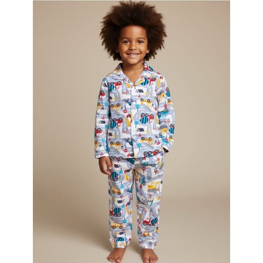 Sinsay - Piżama dwuczęściowa zapinana na guziki w pojazdy - kremowy Sinsay 116 (5-6 l) Sinsay