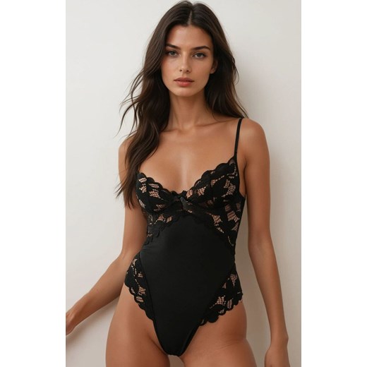 Eleganckie czarne body damskie koronka PURE DESIRE X, Kolor czarny, Rozmiar S, PURE SIN ze sklepu Intymna w kategorii Body damskie - zdjęcie 187533864