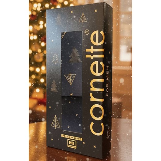 2-pack świąteczne bokserki i skarpetki męskie Night 914/03, Kolor granatowy-wzór, Rozmiar 2XL, Cornette ze sklepu Intymna w kategorii Majtki męskie - zdjęcie 187533880