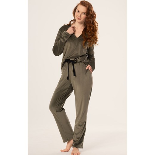 Mefemi welurowa piżama damska zielona Vanessa, Kolor zielony, Rozmiar S, Mefemi ze sklepu Intymna w kategorii Piżamy damskie - zdjęcie 187534012