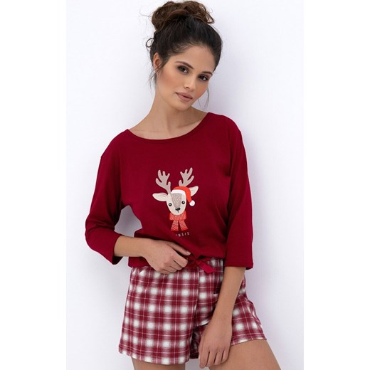 Sensis świąteczna piżama damska Elia, Kolor bordowy-wzór, Rozmiar M, SENSIS ze sklepu Intymna w kategorii Piżamy damskie - zdjęcie 187534032