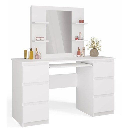 Biała toaletka z lustrem z szafkami E2-N51 ze sklepu Edinos.pl w kategorii Toaletki - zdjęcie 187534070