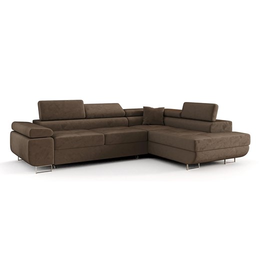 Jasnobrązowy narożnik tapicerowany z pojemnikiem N7-N99 ze sklepu Edinos.pl w kategorii Narożniki - zdjęcie 187534081