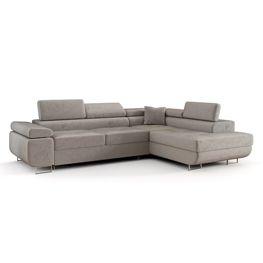 Szary welurowy narożnik z pojemnikiem C6-Z62 ze sklepu Edinos.pl w kategorii Narożniki - zdjęcie 187534102