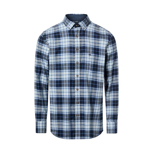 Fynch-Hatton Męska koszula w kratę Mężczyźni Regular Fit Bawełna granatowy w kratkę ze sklepu vangraaf w kategorii Koszule męskie - zdjęcie 187535431
