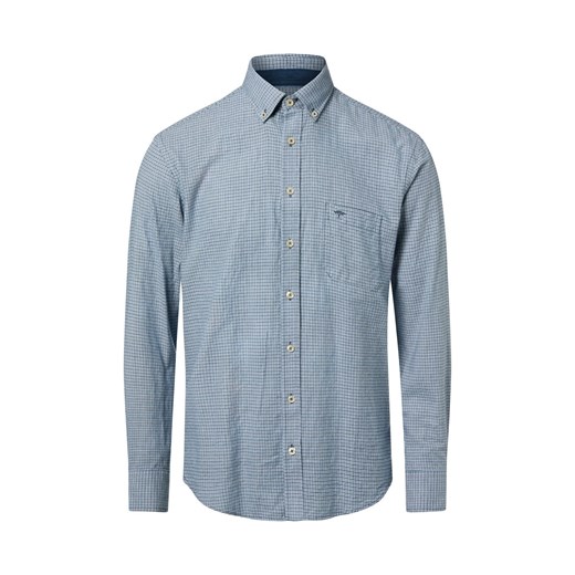 Fynch-Hatton Męska koszula w kratę Mężczyźni Regular Fit Bawełna granatowy w kratkę ze sklepu vangraaf w kategorii Koszule męskie - zdjęcie 187535442