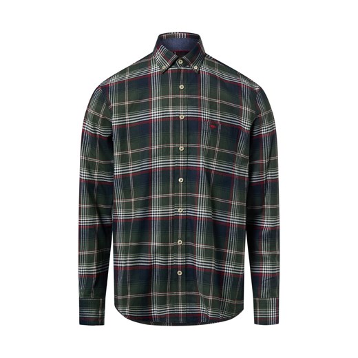 Fynch-Hatton Męska koszula w kratę Mężczyźni Regular Fit Bawełna jodłowy w kratkę ze sklepu vangraaf w kategorii Koszule męskie - zdjęcie 187535443