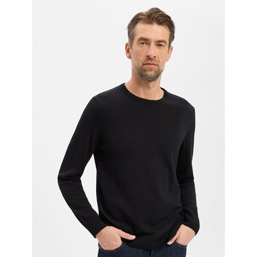 JOOP! Sweter z cienkiej dzianiny - Denny Mężczyźni wełna ze strzyży czarny jednolity ze sklepu vangraaf w kategorii Swetry męskie - zdjęcie 187535460