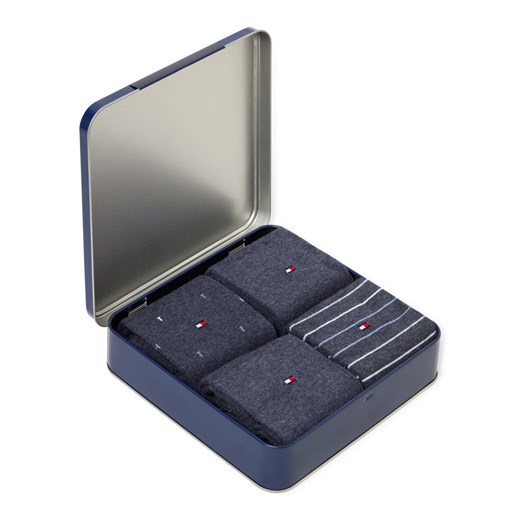 Tommy Hilfiger Męskie 4-pak skarpet w pudełku prezentowym Mężczyźni Bawełna blue stone wzorzysty ze sklepu vangraaf w kategorii Skarpetki męskie - zdjęcie 187535470