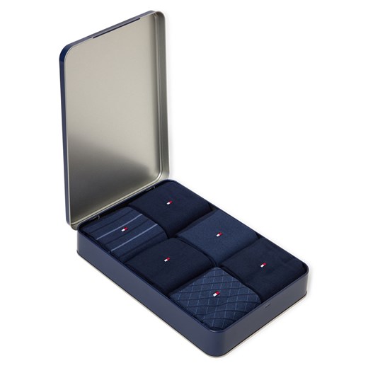 Tommy Hilfiger Męskie 6-pak skarpet w pudełku prezentowym Mężczyźni Bawełna granatowy wzorzysty ze sklepu vangraaf w kategorii Skarpetki męskie - zdjęcie 187535474