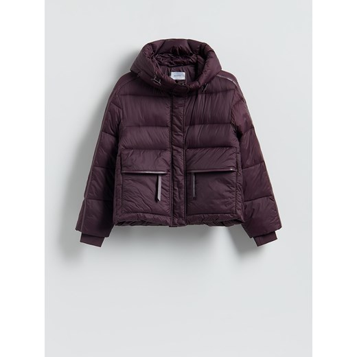Reserved - Pikowana kurtka z kapturem - ciemnofioletowy ze sklepu Reserved w kategorii Kurtki damskie - zdjęcie 187535693