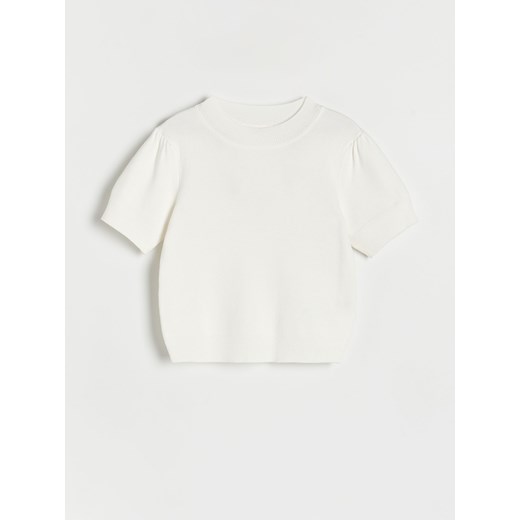 Reserved - Sweter z krótkimi rękawami - złamana biel ze sklepu Reserved w kategorii Swetry dziewczęce - zdjęcie 187535720