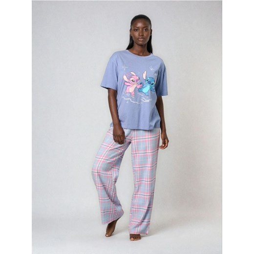 Sinsay - Bawełniana piżama dwuczęściowa z nadrukiem Stitch - błękitny ze sklepu Sinsay w kategorii Piżamy damskie - zdjęcie 187535910