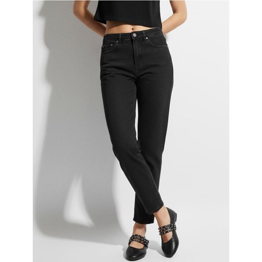 Sinsay - Jeansy mom fit - czarny Sinsay 36 Sinsay