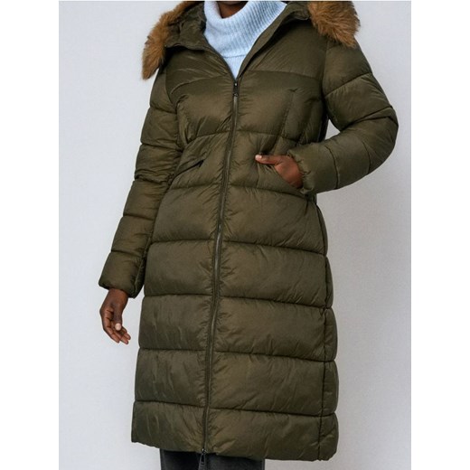 Sinsay - Pikowany płaszcz z kapturem - zielony ze sklepu Sinsay w kategorii Płaszcze damskie - zdjęcie 187535921