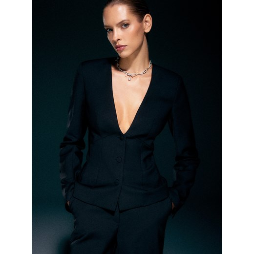 Mohito - Taliowana marynarka - czarny ze sklepu Mohito w kategorii Marynarki damskie - zdjęcie 187536224