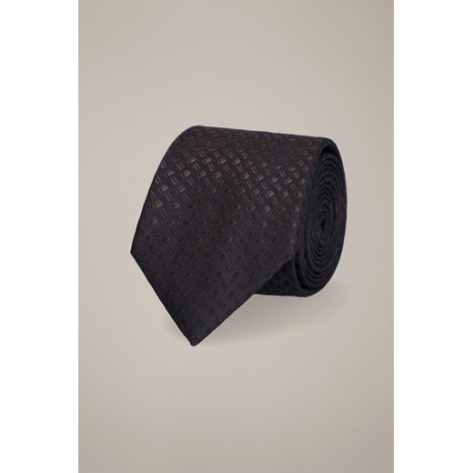 Krawat Granatowo-Brązowy Wzór Geometryczny ze sklepu Lancerto S.A. w kategorii Krawaty - zdjęcie 187536264