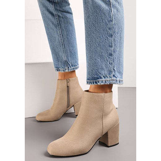 Beżowe Botki Sleekness ze sklepu born2be.pl w kategorii Botki - zdjęcie 187536380