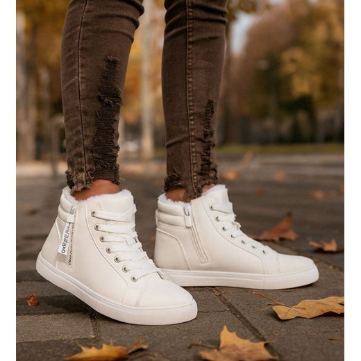Białe zimowe trampki z futerkiem /B6-3 18494 T315/ ze sklepu Pantofelek24.pl w kategorii Trampki damskie - zdjęcie 187537720