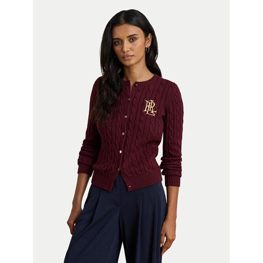 LAUREN RALPH LAUREN Kardigan 200932225014 Bordowy Regular Fit ze sklepu MODIVO w kategorii Swetry damskie - zdjęcie 187537792