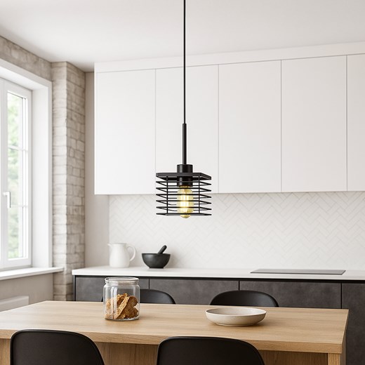 1-punktowa lampa wisząca nad wyspę kuchenną CORIA LOFT loft czarna ze sklepu Lysne w kategorii Lampy wiszące - zdjęcie 187538171