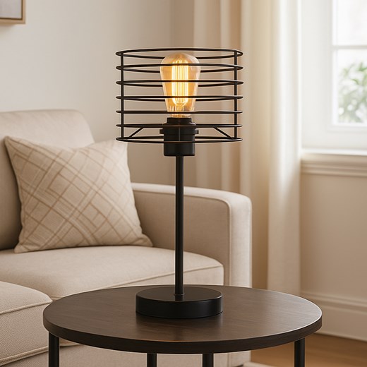 Minimalistyczna lampka stołowa do salonu RENNES LOFT w kolorze czarnym ze sklepu Lysne w kategorii Lampy stołowe - zdjęcie 187538183