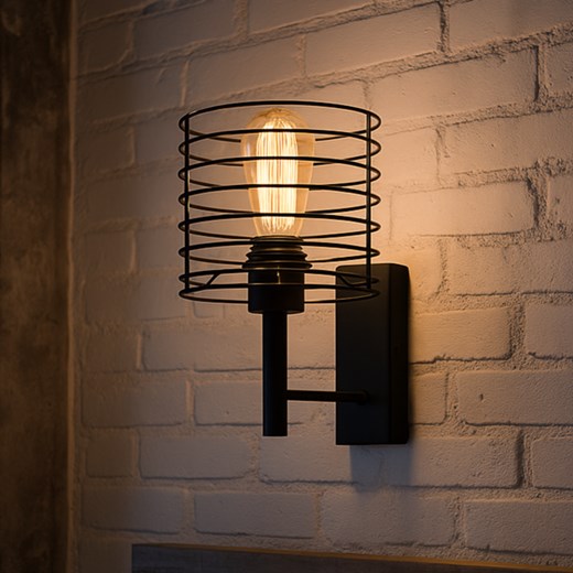 Czarny kinkiet loftowy do sypialni PEREA LOFT ze sklepu Lysne w kategorii Lampy ścienne - zdjęcie 187538193