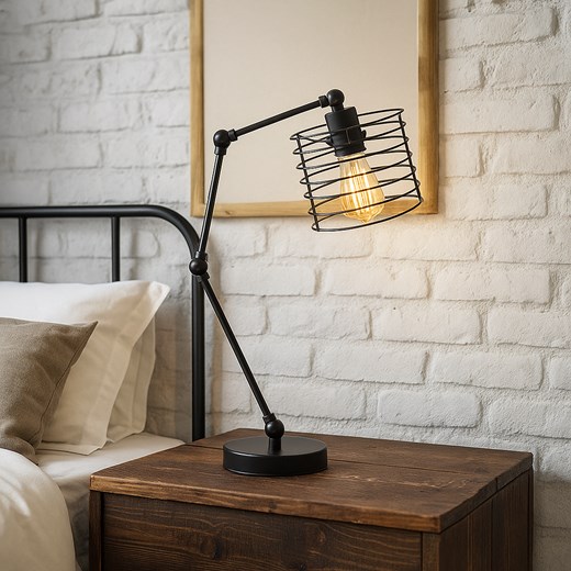 Loftowa lampka nocna z regulowanym ramieniem SASSARI LOFT w kolorze czarnym ze sklepu Lysne w kategorii Lampy stołowe - zdjęcie 187538204