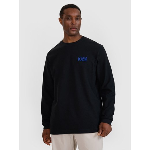 Męski longsleeve oversize 4F 4FWSS25TLONM390 - czarny ze sklepu Sportstylestory.com w kategorii T-shirty męskie - zdjęcie 187538231