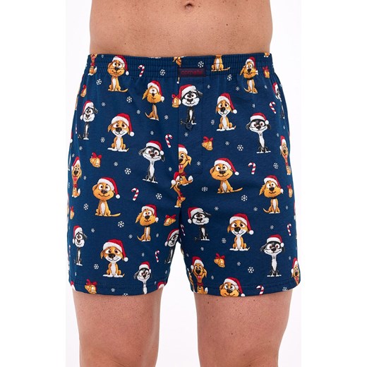 Luźne bokserki świąteczne męskie Dogs 2 016/20, Kolor granatowy-wzór, Rozmiar L, Cornette ze sklepu Primodo w kategorii Majtki męskie - zdjęcie 187538371