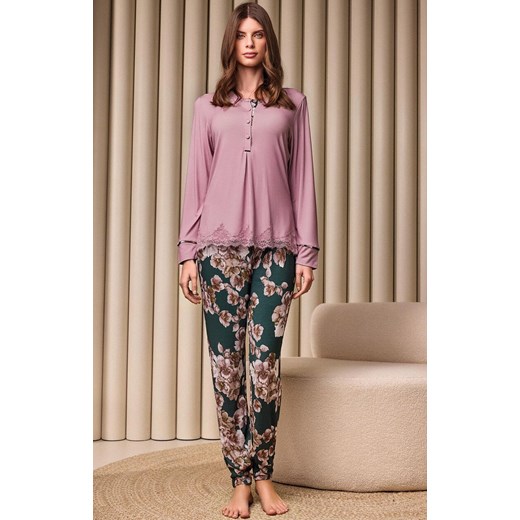 Długa piżama damska 3842 Regarde, Kolor róż pudrowy, Rozmiar S, Lormar ze sklepu Primodo w kategorii Piżamy damskie - zdjęcie 187538520