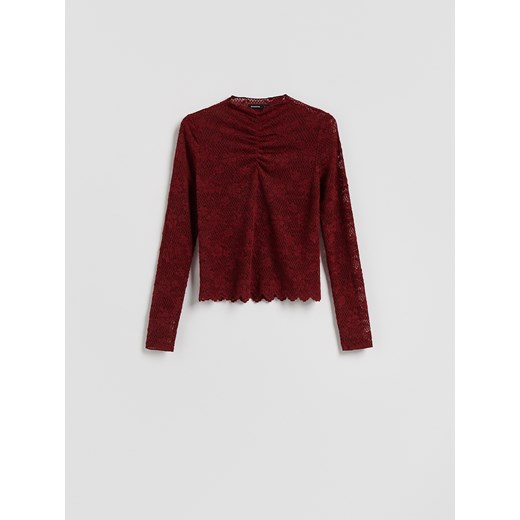 Reserved - Bluzka z haftowanym wzorem - burgundowy ze sklepu Reserved w kategorii Bluzki damskie - zdjęcie 187538700