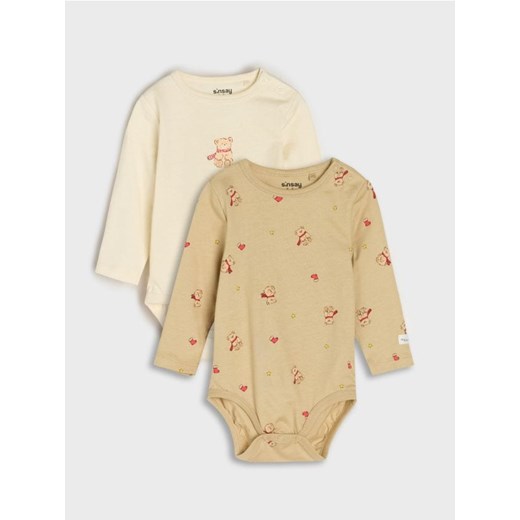 Sinsay - Bawełniane body 2 pack - kremowy ze sklepu Sinsay w kategorii Body niemowlęce - zdjęcie 187538794