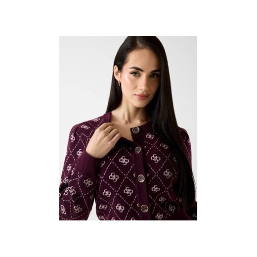 Guess Kardigan 167535 Bordowy Classic Fit Guess XXL MODIVO