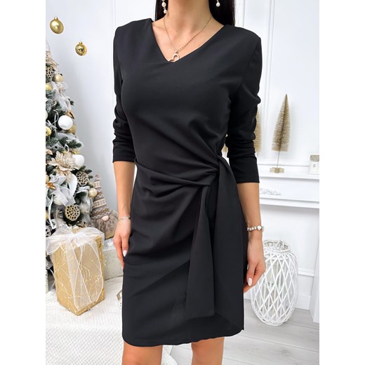 Czarna Sukienka z Wiązaniem ze sklepu ModnaKiecka.pl w kategorii Sukienki - zdjęcie 187539221