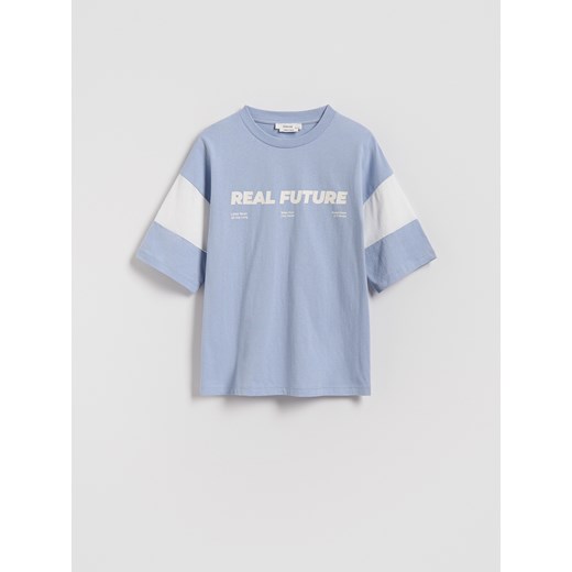 Reserved - Bawełniany t-shirt z nadrukiem - jasnoniebieski ze sklepu Reserved w kategorii T-shirty chłopięce - zdjęcie 187539772